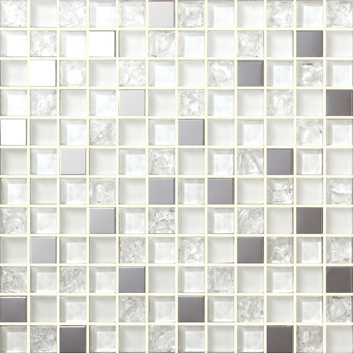 HDS10A Ice Crackle Glass Mosaic Tiles, Grey White Mixed for Bathroom Kitchen