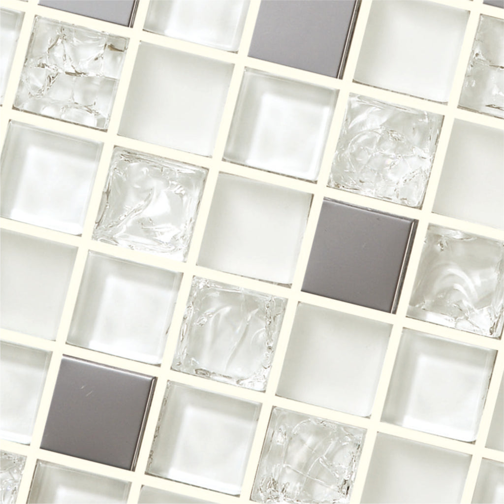 HDS10A Ice Crackle Glass Mosaic Tiles, Grey White Mixed for Bathroom Kitchen