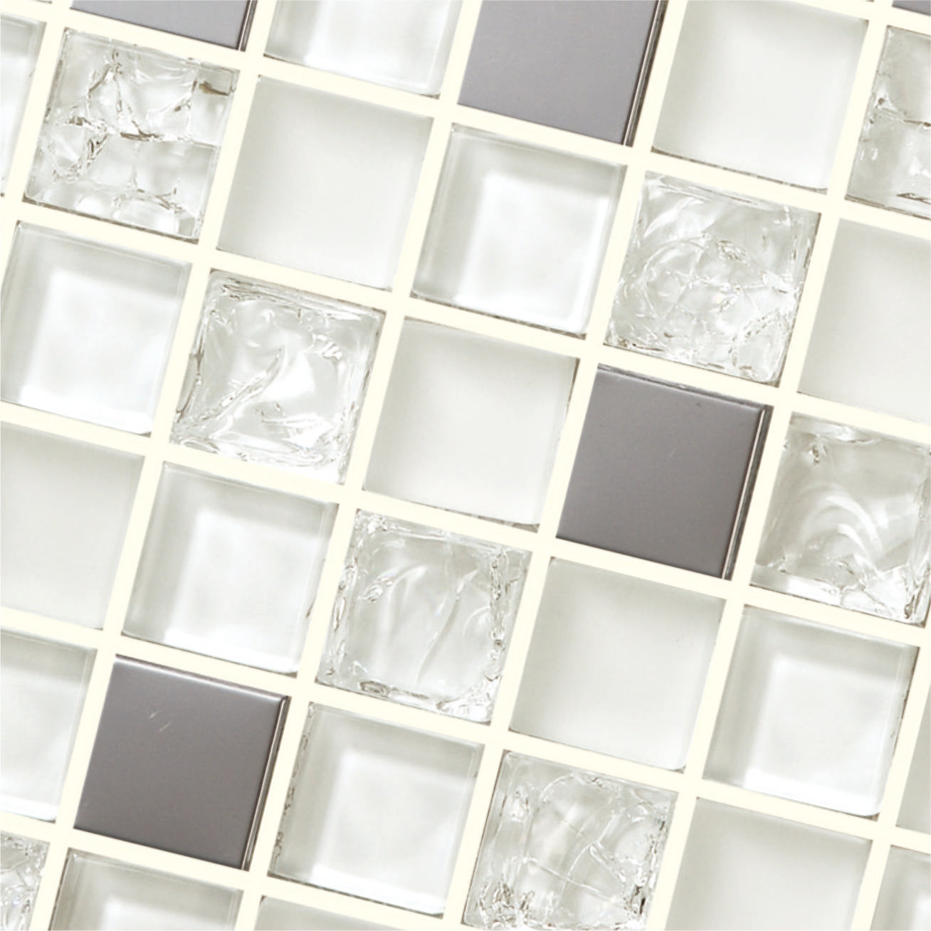HDS10A Ice Crackle Glass Mosaic Tiles, Grey White Mixed for Bathroom Kitchen