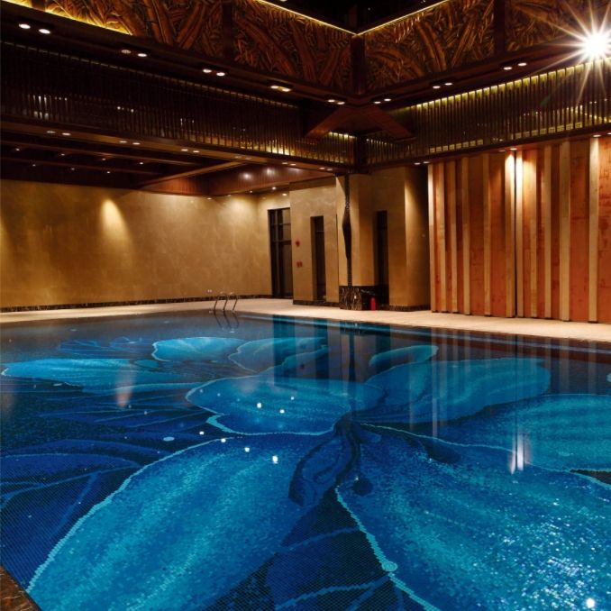 1NG12616 Modern Glazed Pool Mosaic Tiles-Size306×306mm-Bule
