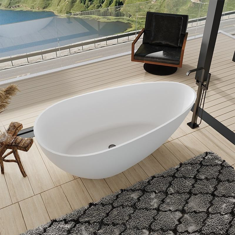 1.6m Stone Resin Freestanding Whirlpool Bathtub, Durable & Easy to Maintain