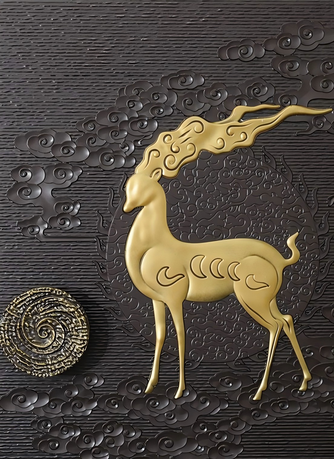 GH-9037 Sandblasted Brown Engraved Cast Aluminum Door