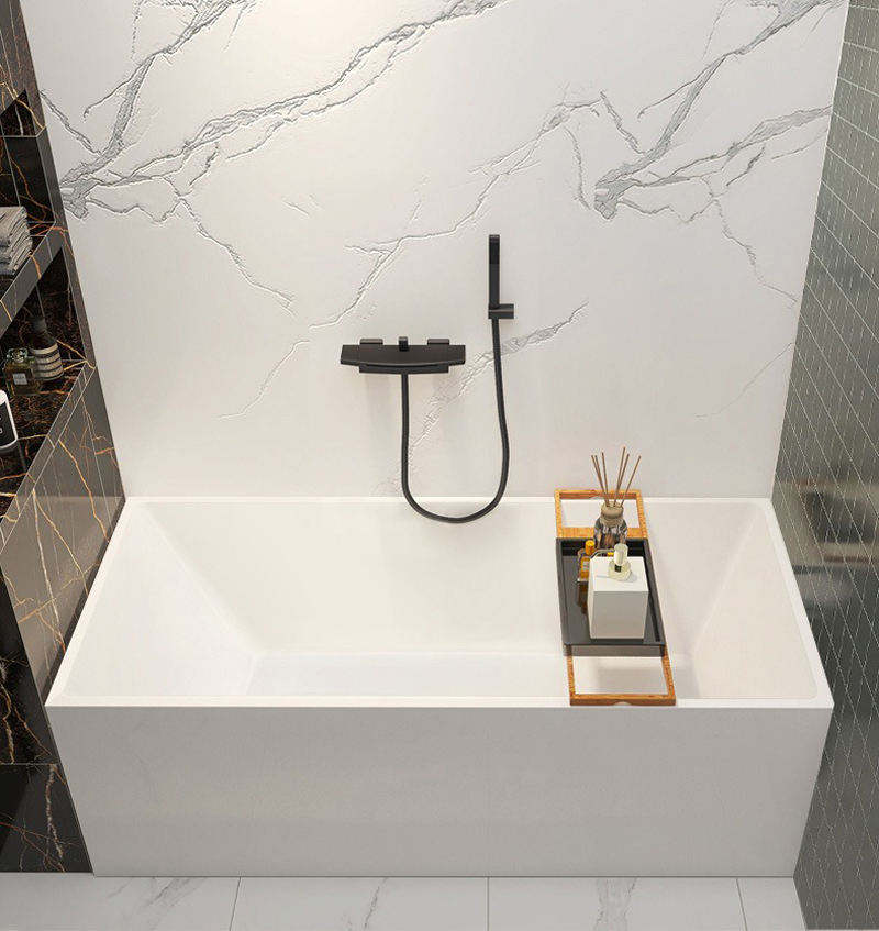 1.7m Modern Rectangular Freestanding Acrylic Bathtub | Deep Soaking, Matte White Finish, Eco-Friendly