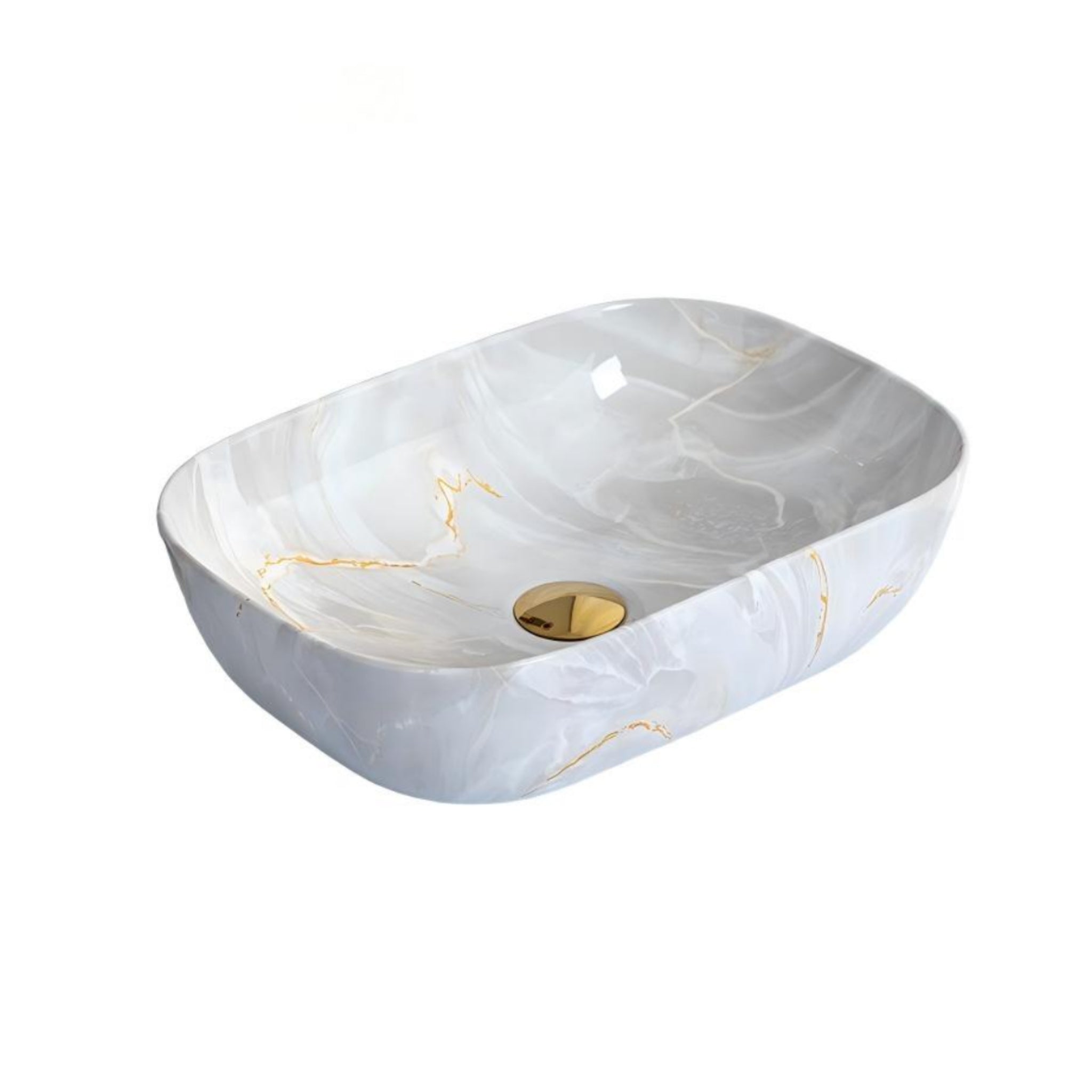32514 Size-455×320×140mm Nordic Style Ceramic Semi-Counter Basin-Flower Grey