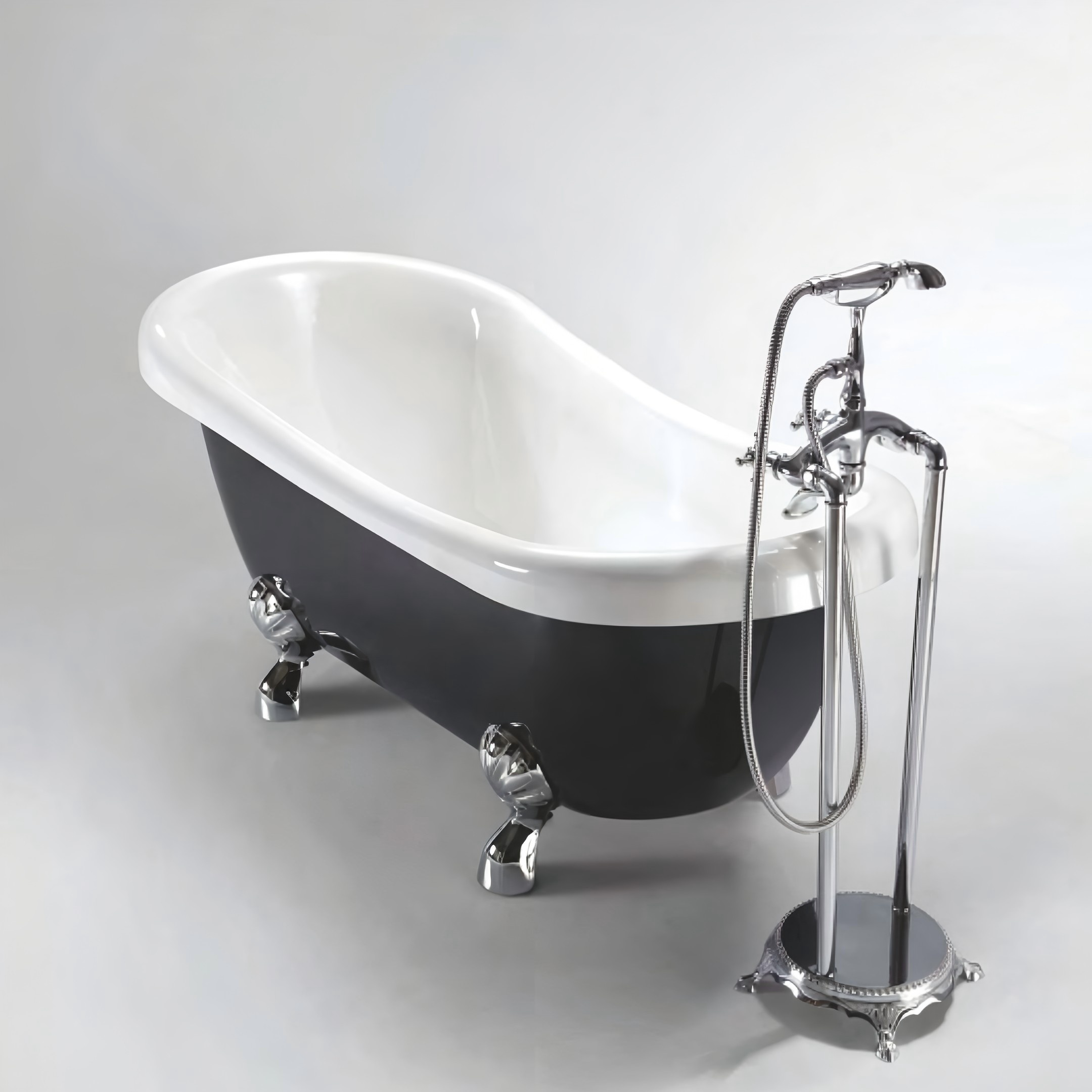 EM-348A-BR Vintage Clawfoot Freestanding Acrylic Bathtub, 1700mm Victorian Style Soaking Tub