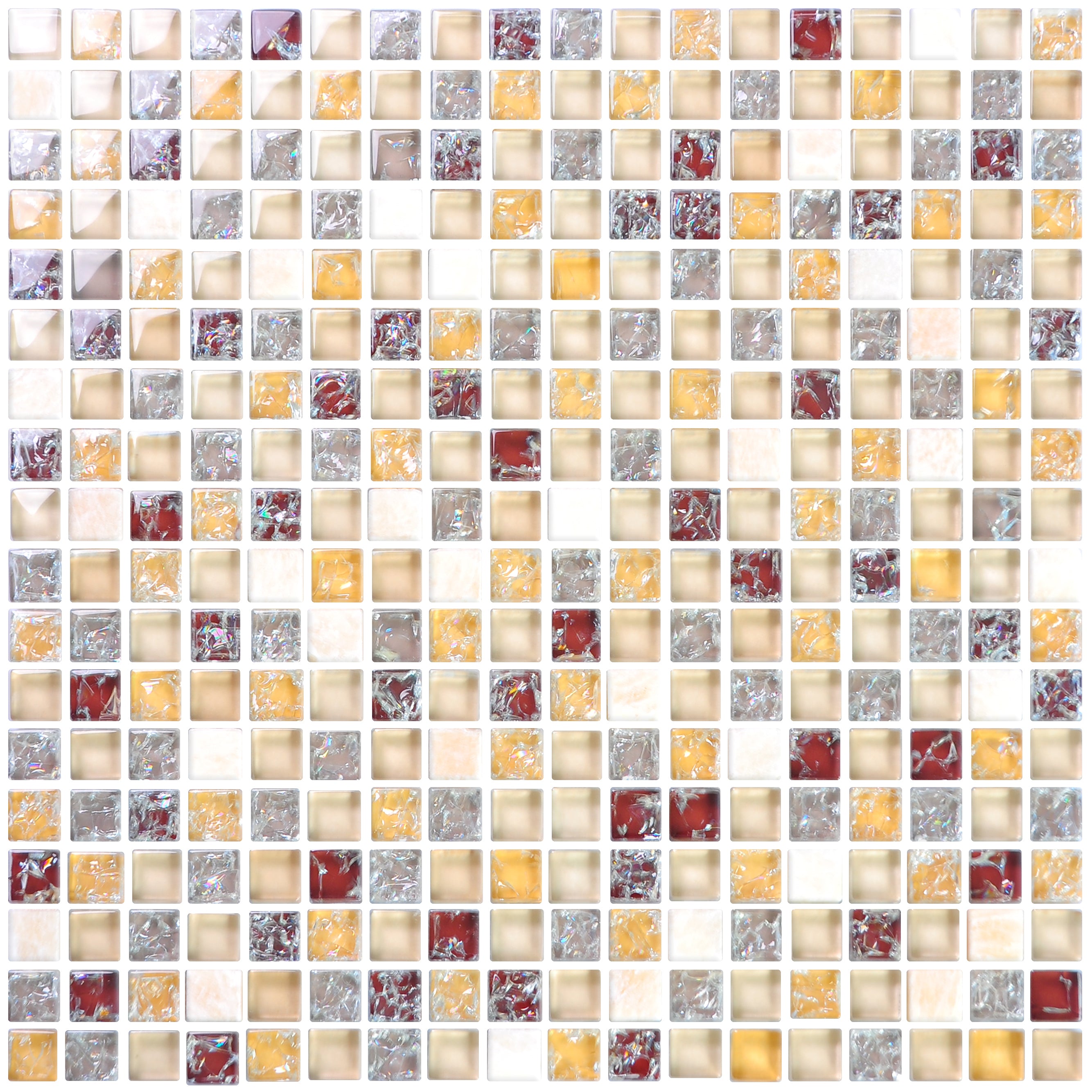 MG1B01 Gold Brown Red 3D Cracked Glass Mosaic