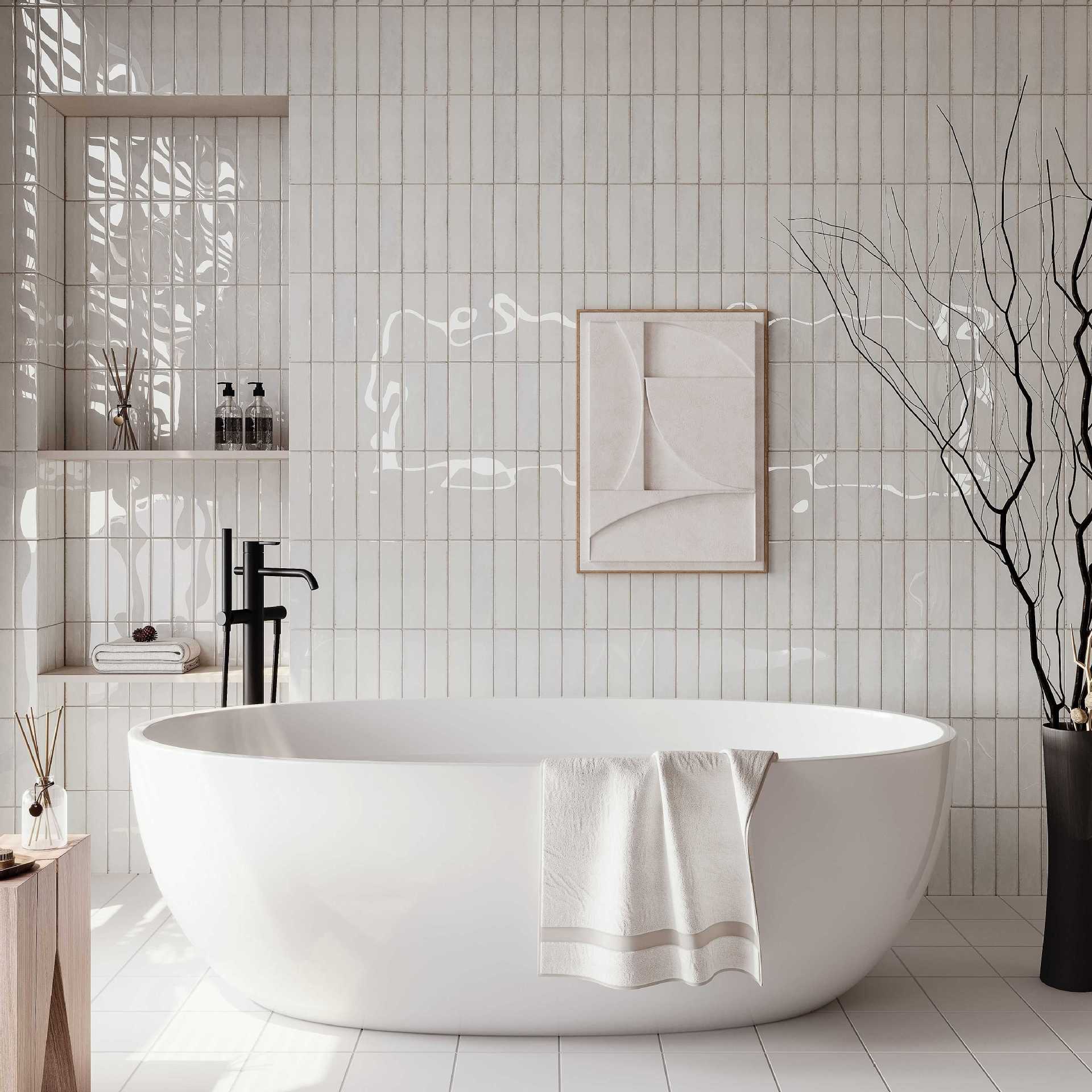 263/6Black Glossy Ceramic Retro-Style Vintage Long-Strip Glazed Handmade Wall Tiles