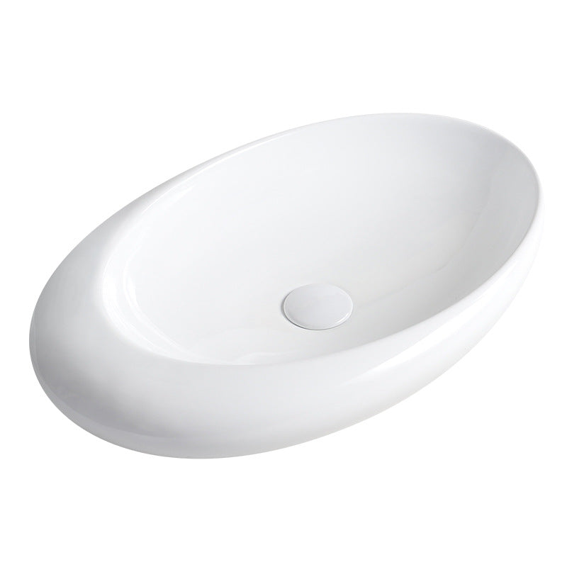 6018F-YJ Size 660×440×200mm Nordic Style Ceramic Semi-Counter Basin-White