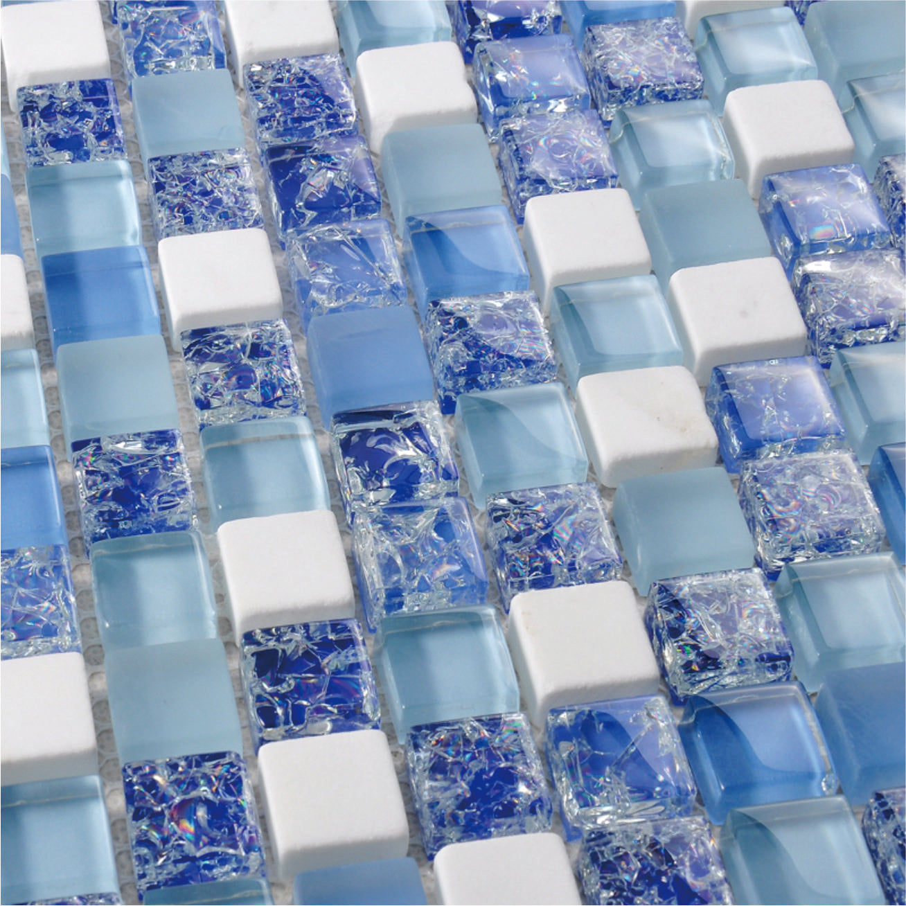 R1598 Blue & White Glass Mosaic Tile