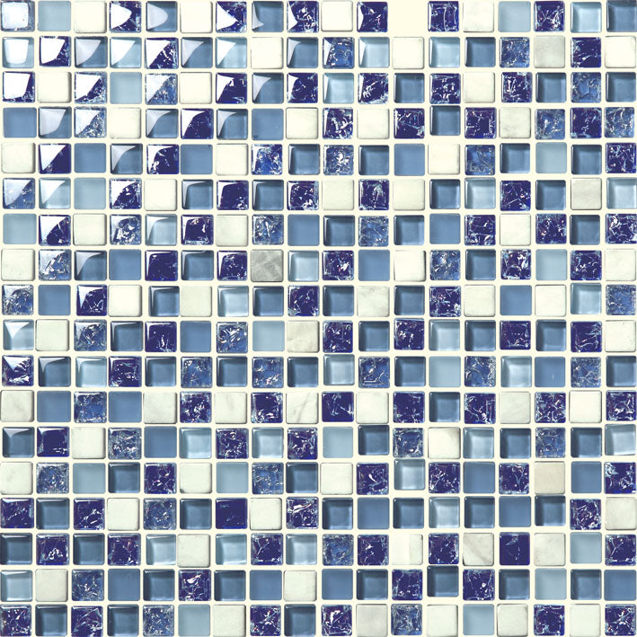 R1598 Blue & White Glass Mosaic Tile