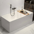 1.7m Modern Rectangular Freestanding Acrylic Bathtub | Deep Soaking, Matte White Finish, Eco-Friendly